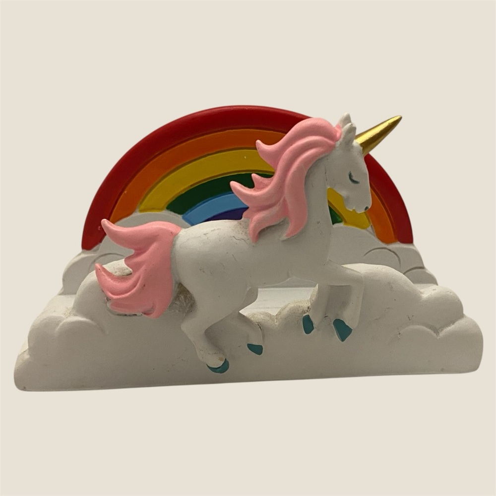 Urban Outfitters Unicorn Phone Desk Stand Holder Rainbow & Clouds White